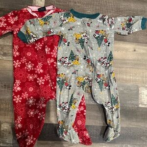 Lot of 2 Festive Baby Onesies - Red and Gray